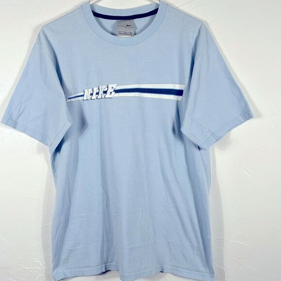 Nike Other - 🔥 Vintage Y2K NIKE Block Spellout Graphic Tee Men Light Blue Sz Lg - PERFECT!